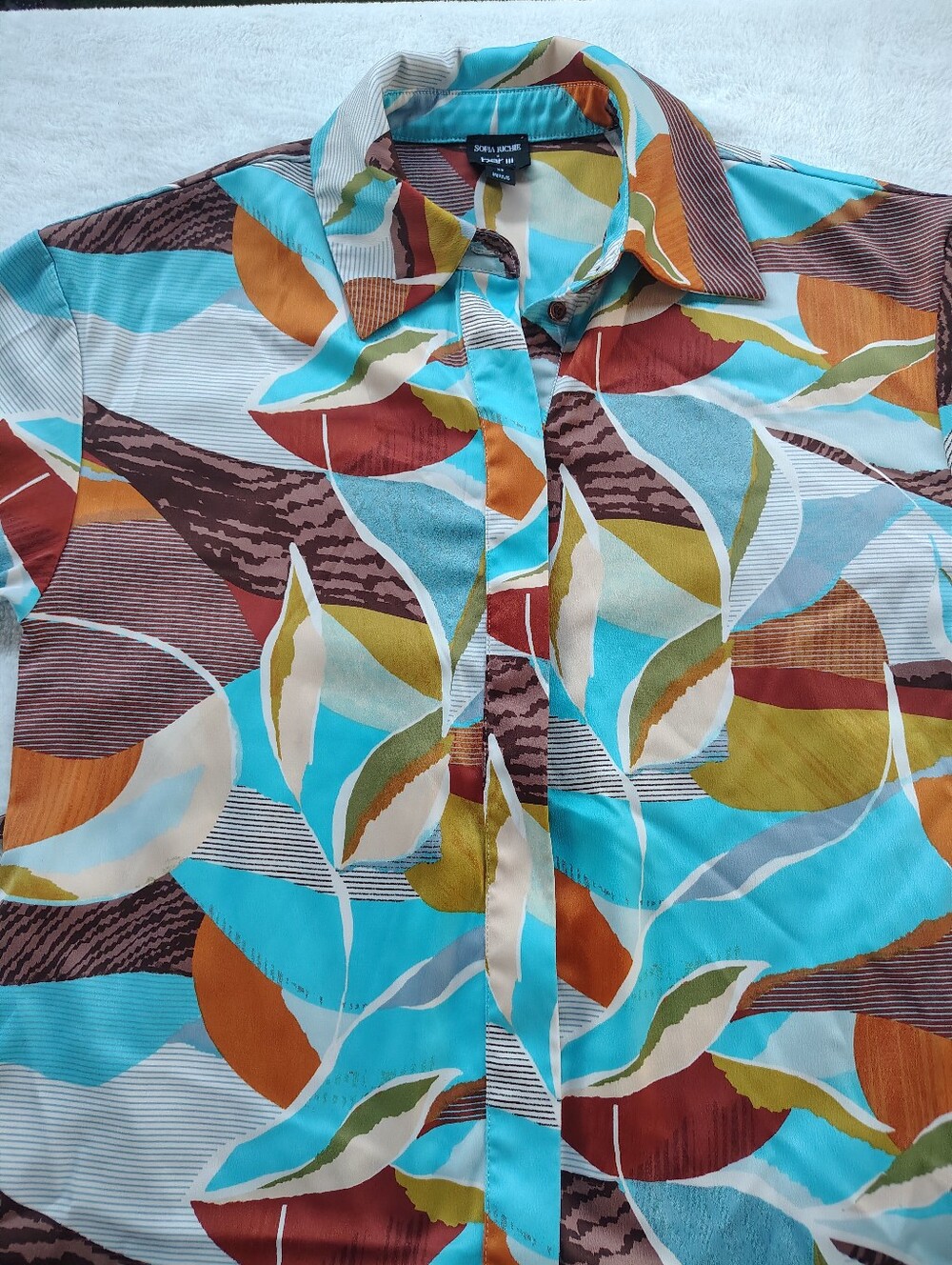 Sofia Richie x Bar III beautiful aqua and orange mini-dress/button down shirt